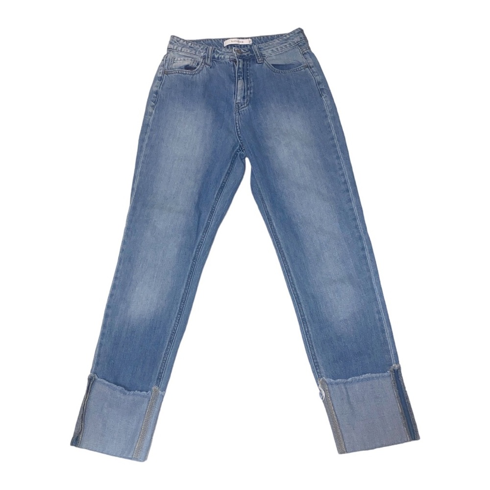 Disclosed denim tacked high cuff light wash jeans sz 0/24 length 26 mid rise